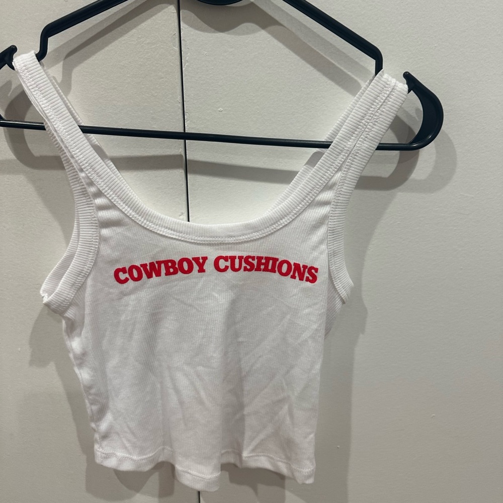 White Tank Top with Red Text